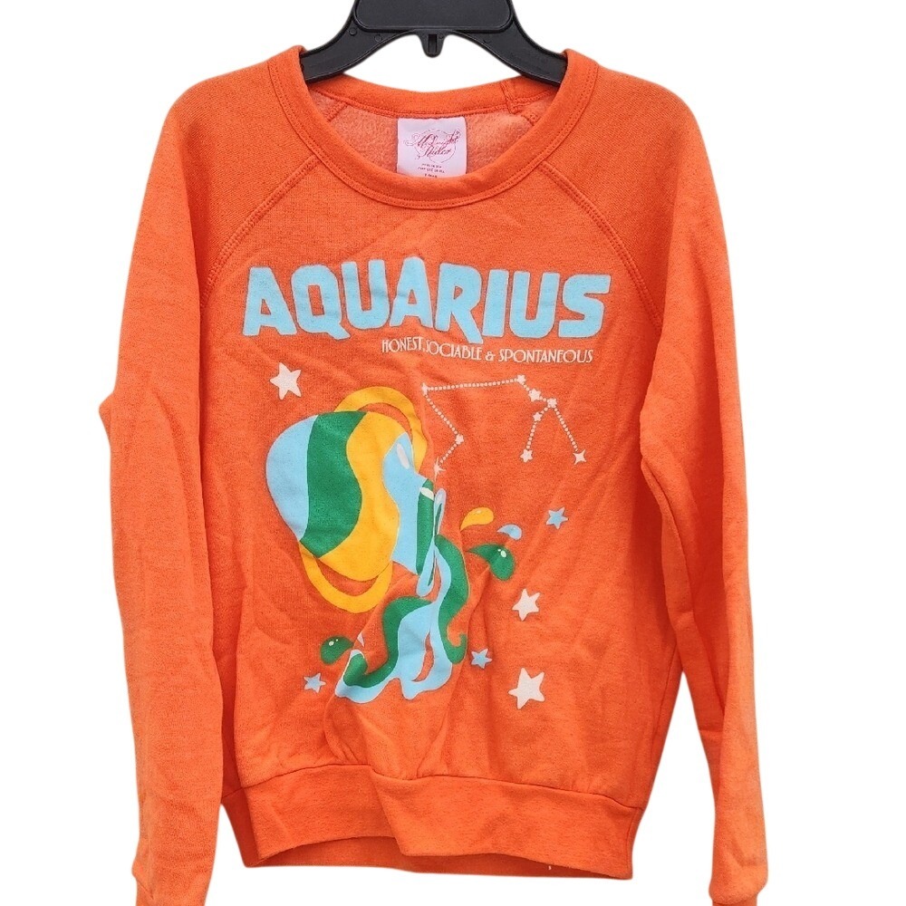 Midnight Rider Anthropologie‎ Aquarius Graphic Swearshirt Pullover Crew Boho XS